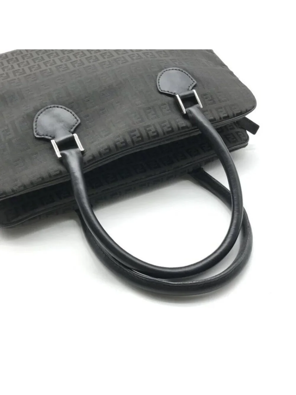 Fendi Zucchino Nylon Canvas Business Hand Bag Black